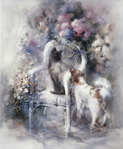 Friendship Black Ornate Wood Framed Art Print with Double Matting by Haenraets, Willem