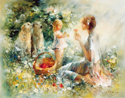 Picnic White Modern Wood Framed Art Print with Double Matting by Haenraets, Willem