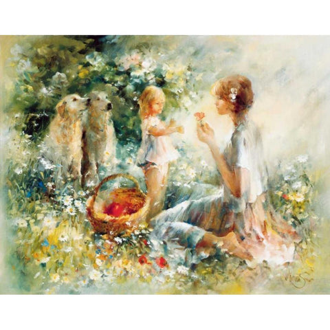 Picnic Gold Ornate Wood Framed Art Print with Double Matting by Haenraets, Willem