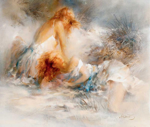 Tender White Modern Wood Framed Art Print with Double Matting by Haenraets, Willem