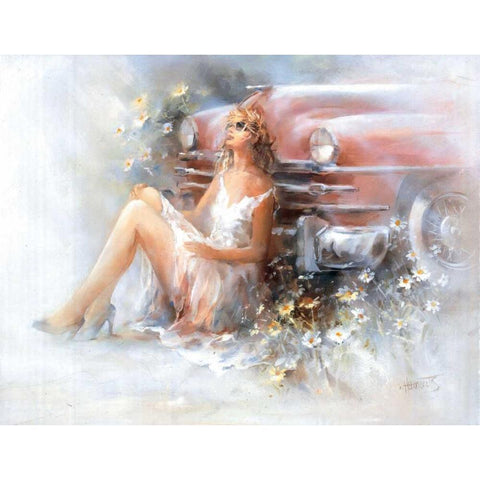 Relax Black Modern Wood Framed Art Print with Double Matting by Haenraets, Willem