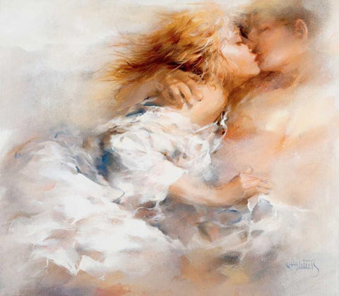 Passionate White Modern Wood Framed Art Print with Double Matting by Haenraets, Willem