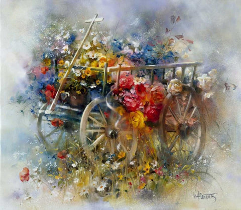 Flower barrow White Modern Wood Framed Art Print with Double Matting by Haenraets, Willem