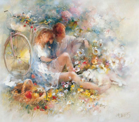 Trip in spring White Modern Wood Framed Art Print with Double Matting by Haenraets, Willem