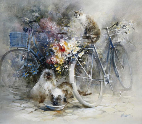 Bicycle race Black Ornate Wood Framed Art Print with Double Matting by Haenraets, Willem