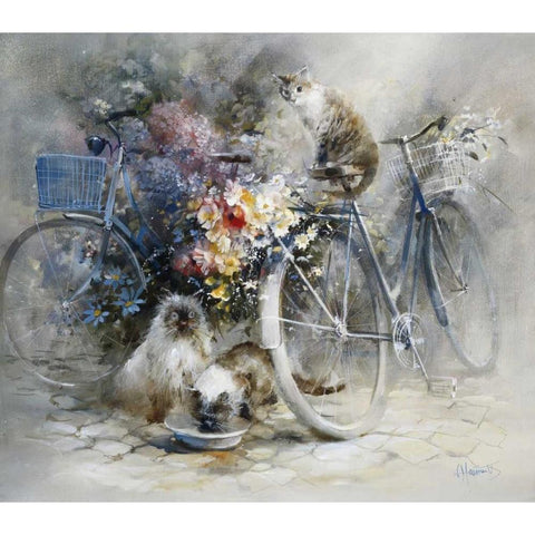 Bicycle race Black Modern Wood Framed Art Print with Double Matting by Haenraets, Willem