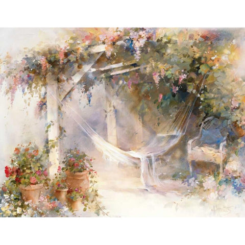 Patio White Modern Wood Framed Art Print by Haenraets, Willem