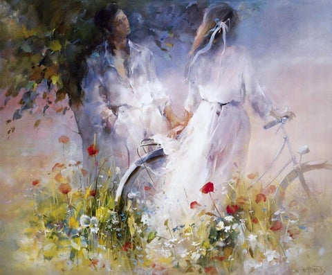 Just the two of us White Modern Wood Framed Art Print with Double Matting by Haenraets, Willem