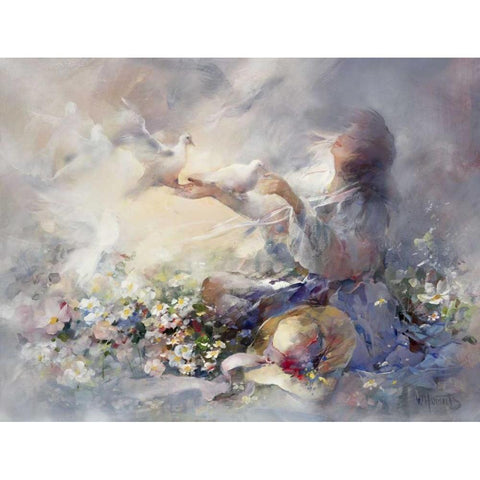 Romantic reflections Black Modern Wood Framed Art Print by Haenraets, Willem