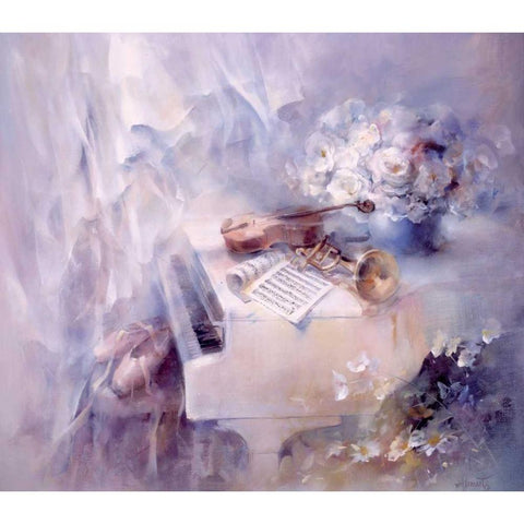 Like a song White Modern Wood Framed Art Print by Haenraets, Willem