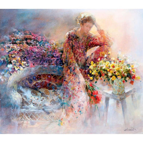 Thinking of you White Modern Wood Framed Art Print by Haenraets, Willem