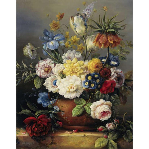 Flower arrangement Gold Ornate Wood Framed Art Print with Double Matting by Roelofs, Wouter