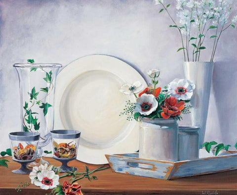 Climbing ivy I White Modern Wood Framed Art Print with Double Matting by Roelofs, Wouter