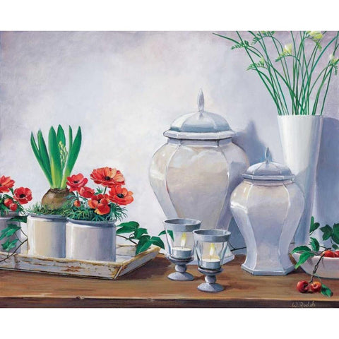 Climbing ivy II Black Modern Wood Framed Art Print with Double Matting by Roelofs, Wouter