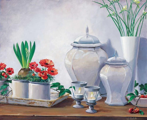 Climbing ivy II Black Ornate Wood Framed Art Print with Double Matting by Roelofs, Wouter