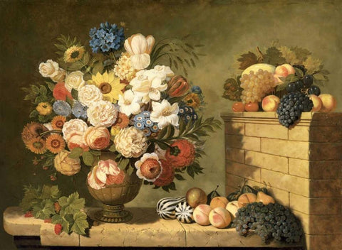 Classic stillife Black Ornate Wood Framed Art Print with Double Matting by Roelofs, Wouter