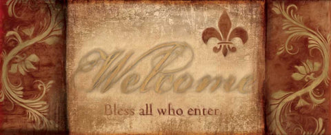 WARM GREETINGS I Black Ornate Wood Framed Art Print with Double Matting by Artique Studio