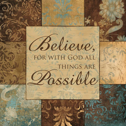 WITH GOD Black Ornate Wood Framed Art Print with Double Matting by Artique Studio