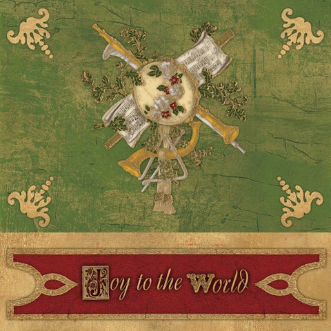 JOY TO THE WORLD Black Ornate Wood Framed Art Print with Double Matting by Artique Studio