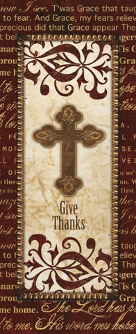 GIVE THANKS PANEL White Modern Wood Framed Art Print with Double Matting by Artique Studio