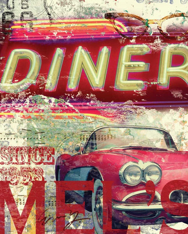 MELS DINER Black Modern Wood Framed Art Print by Yang, Eric