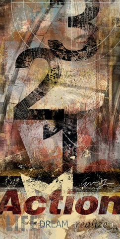 ACTION White Modern Wood Framed Art Print with Double Matting by Yang, Eric