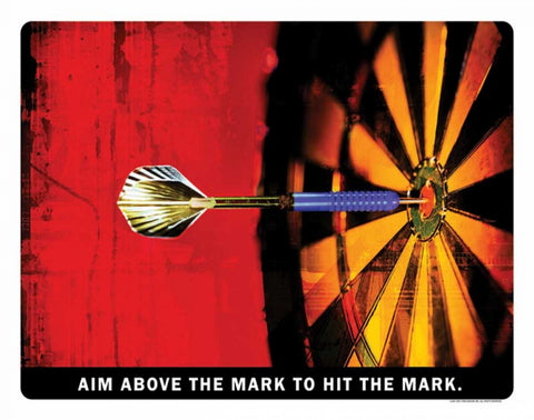 AIM ABOVE THE MARK White Modern Wood Framed Art Print with Double Matting by Yang, Eric
