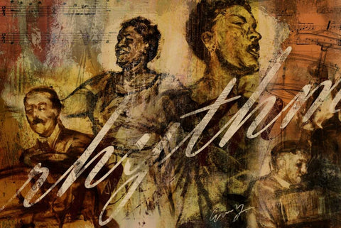 RHYTHM Black Ornate Wood Framed Art Print with Double Matting by Yang, Eric