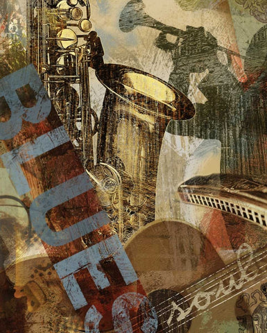 THE BLUES White Modern Wood Framed Art Print with Double Matting by Yang, Eric