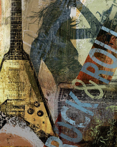 ROCK and ROLL White Modern Wood Framed Art Print with Double Matting by Yang, Eric