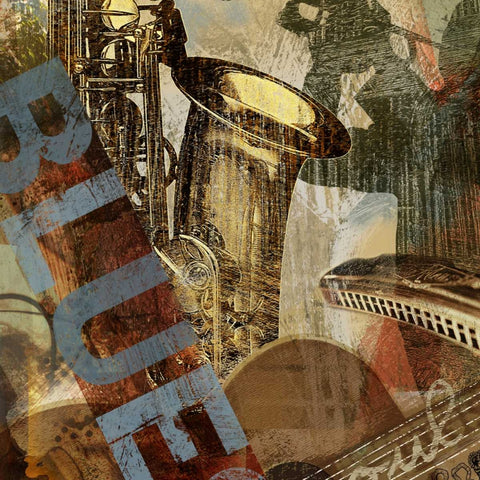 THE BLUES Black Modern Wood Framed Art Print by Yang, Eric