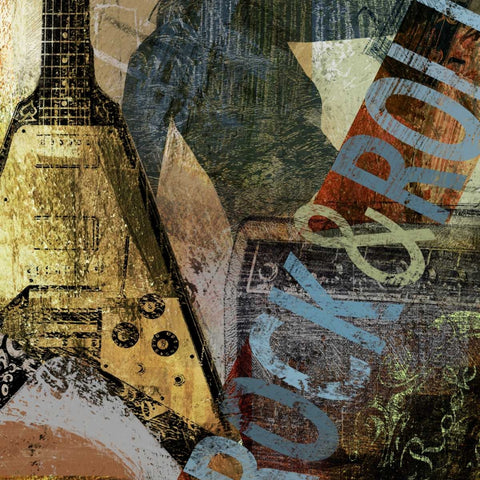 ROCK and ROLL Black Modern Wood Framed Art Print by Yang, Eric