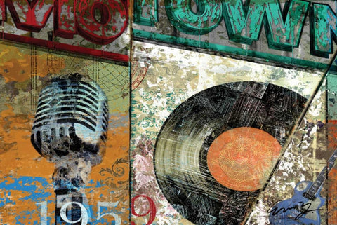 HITS TOWN 1959 Black Ornate Wood Framed Art Print with Double Matting by Yang, Eric