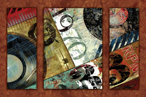 HITS TOWN 1970 - triptych Black Ornate Wood Framed Art Print with Double Matting by Yang, Eric