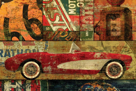 CRUISIN ON 66 I Black Modern Wood Framed Art Print by Yang, Eric