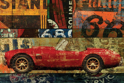 CRUISIN ON 66 II Black Modern Wood Framed Art Print by Yang, Eric