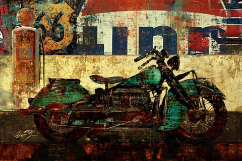 BIKE ROUTE 66 I White Modern Wood Framed Art Print with Double Matting by Yang, Eric