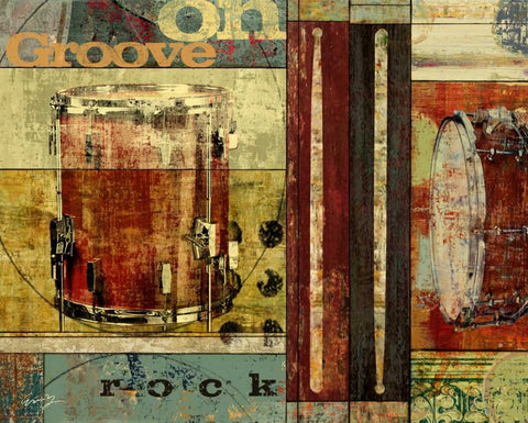 GROOVE ON Black Ornate Wood Framed Art Print with Double Matting by Yang, Eric