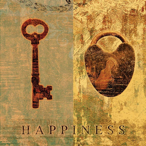 HAPPINESS Black Ornate Wood Framed Art Print with Double Matting by Yang, Eric