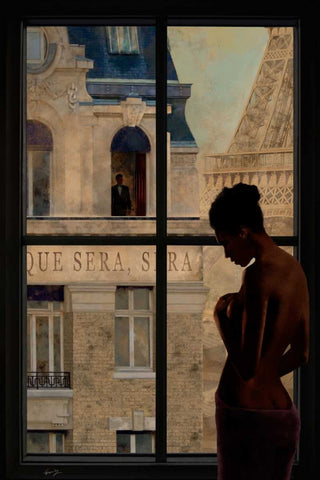 PARISIEN AFFAIRS IV Black Ornate Wood Framed Art Print with Double Matting by Yang, Eric