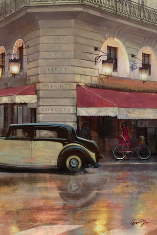 LOVE AT FIRST SIGHT White Modern Wood Framed Art Print with Double Matting by Yang, Eric