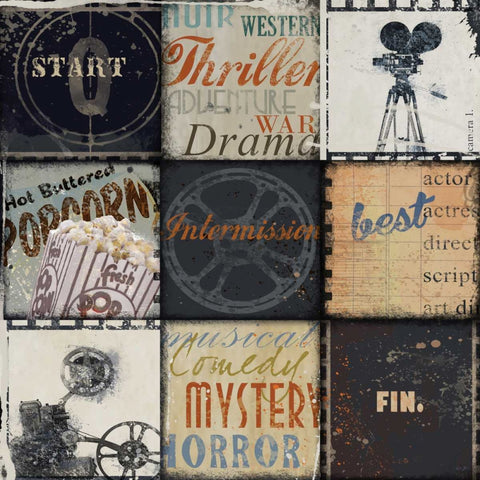 CINEMA 9 PATCH White Modern Wood Framed Art Print with Double Matting by Yang, Eric