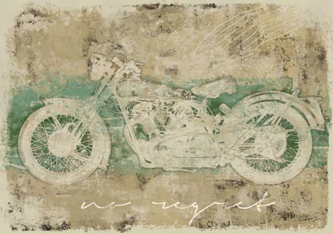 NO REGRET MOTORCYCLE Black Ornate Wood Framed Art Print with Double Matting by Yang, Eric