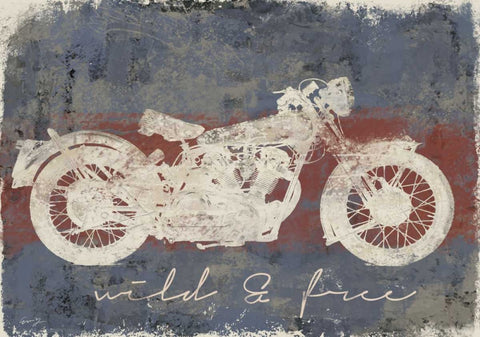WILD AND FREE MOTORCYCLE Black Modern Wood Framed Art Print by Yang, Eric