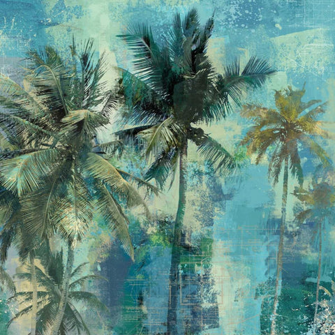 PALM PARADISE Black Modern Wood Framed Art Print by Yang, Eric