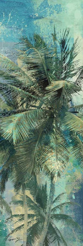 TEAL PALM TRIPTYCH I White Modern Wood Framed Art Print with Double Matting by Yang, Eric