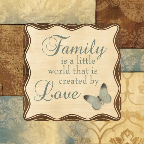 FAMILY IS A LITTLE WORLD Black Ornate Wood Framed Art Print with Double Matting by Ballantyne, Piper