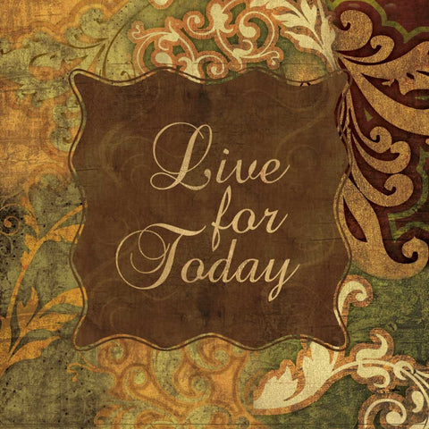 LIVE FOR TODAY Black Ornate Wood Framed Art Print with Double Matting by Ballantyne, Piper