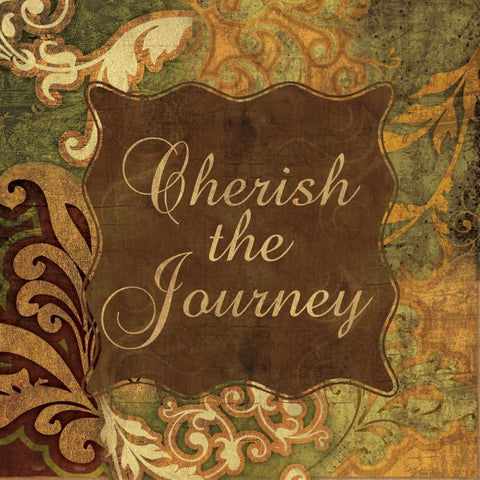 CHERISH THE JOURNEY White Modern Wood Framed Art Print with Double Matting by Ballantyne, Piper