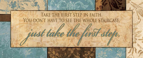 TAKE THE FIRST STEP Black Ornate Wood Framed Art Print with Double Matting by Ballantyne, Piper
